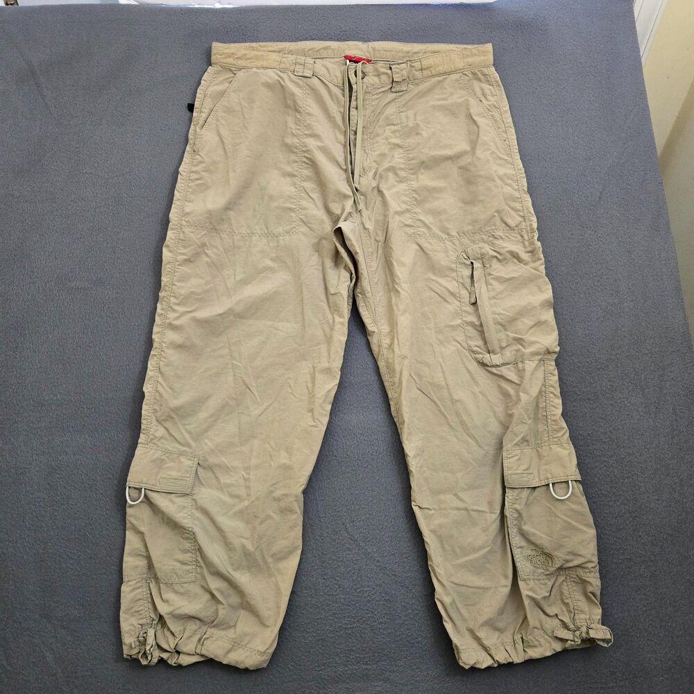 The North Face Women M Tan Straight Leg Nylon Hiking Cargo Pants Stow Pocket